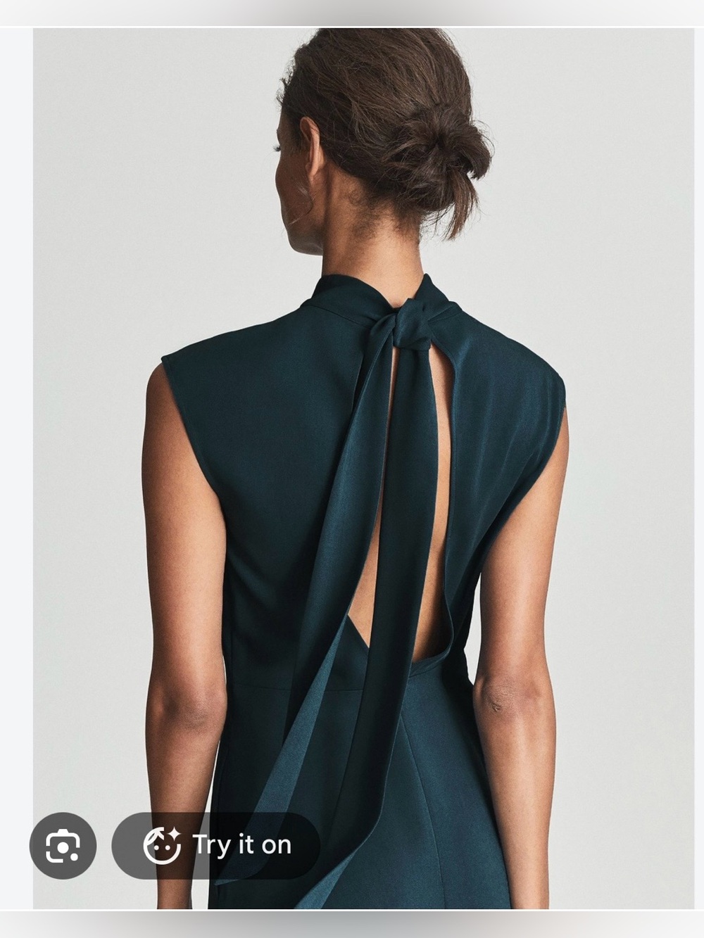 Reiss Livvy Sleeveless Teal Midi Dress with High Neck - Picture 2 of 9